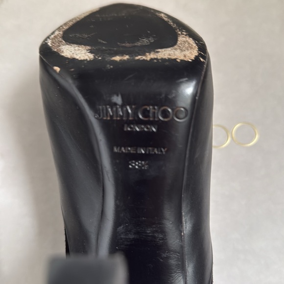 Jimmy Choo Black Leather and Suede Diad Ankle Boots Size 38.5 - Picture 14 of 15